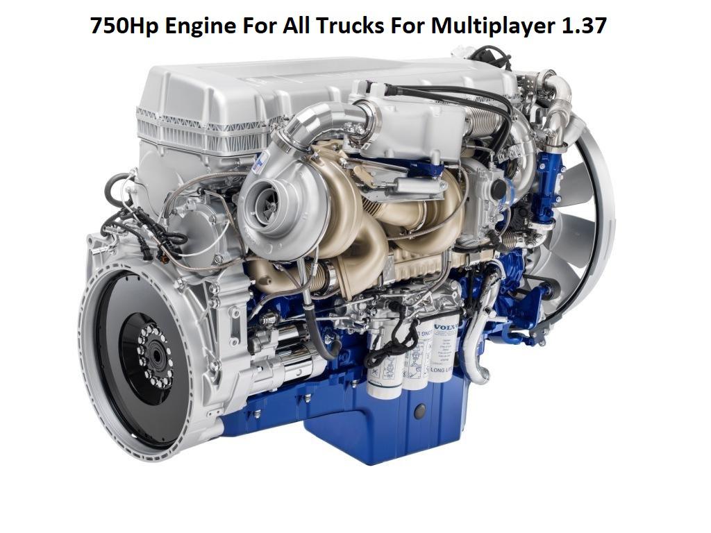 750hp engine for all trucks for multiplayer 1.37 ets2 1