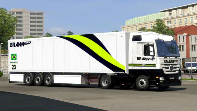 brawn gp livery combo for mercedes actros mp3 and scs box trailers 1 0 1